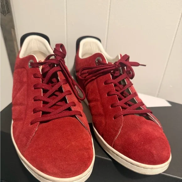 Louis Vuitton Red Suede Sneakers - Picture 3 of 9